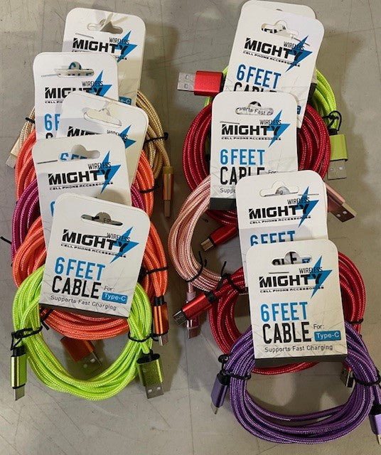 ''Fabric USB-to-C Charge Cable, 6Ft.''