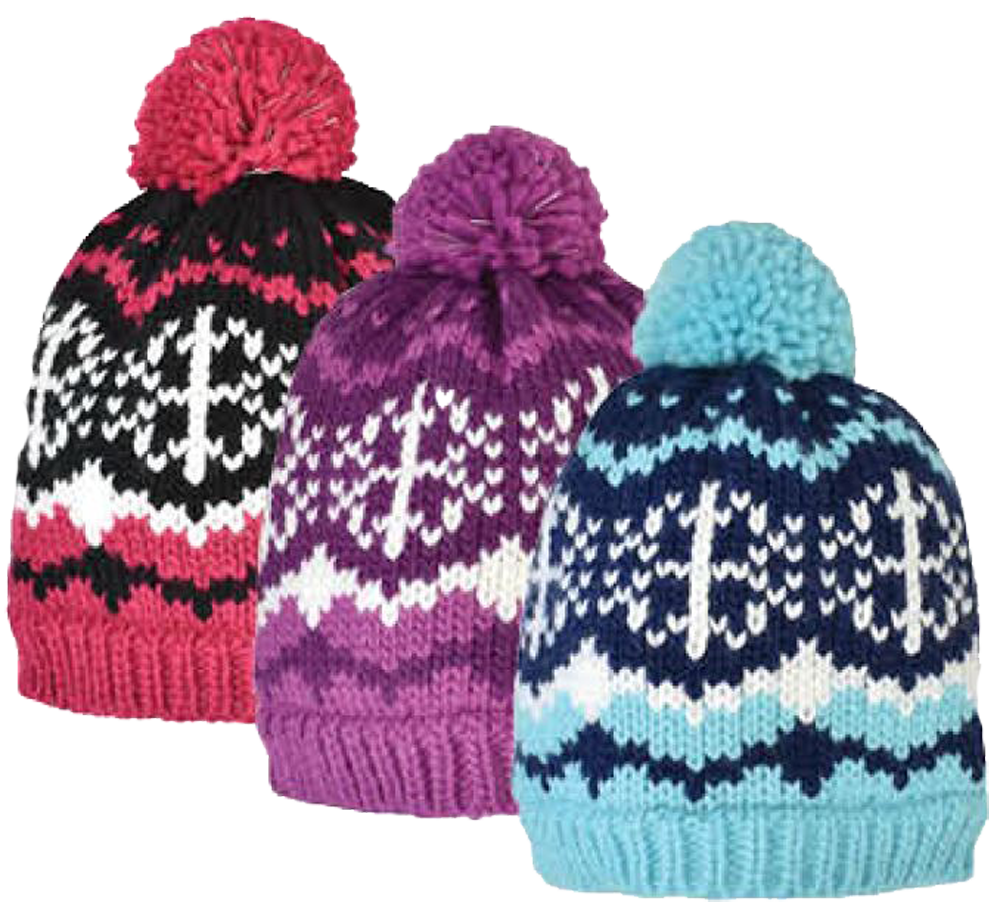 GIRLS CABLE KNIT WITH OVERSIZED POM HAT