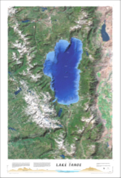 AERIAL LAKE TAHOE TOPOGRAPHY MAP POSTER