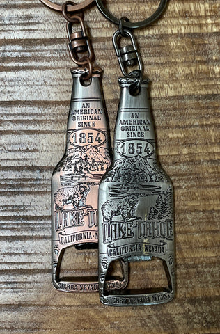 Souvenir Keychain Engraved Metal Beer Bottle-Opener Lake Tahoe CA-NV Keychain