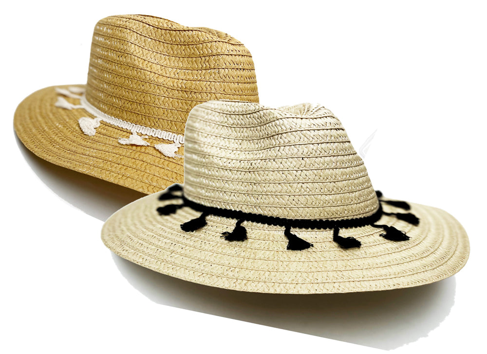 Wholesale Summer Hats - Wide Brim Garden Hats - Straw Lampshade Hat  Asymmetrical Brim - UPF 50 Hats