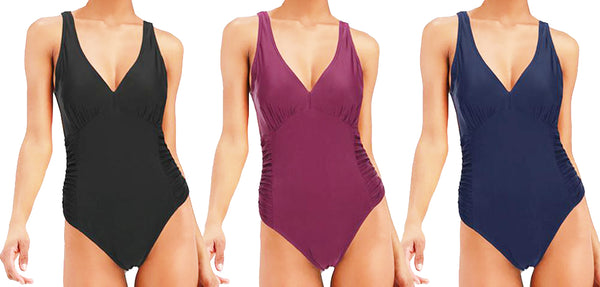 Swimwear Ladies Beach & Board V-Neck V-Back One-Piece Figure Flattering Swimsuits