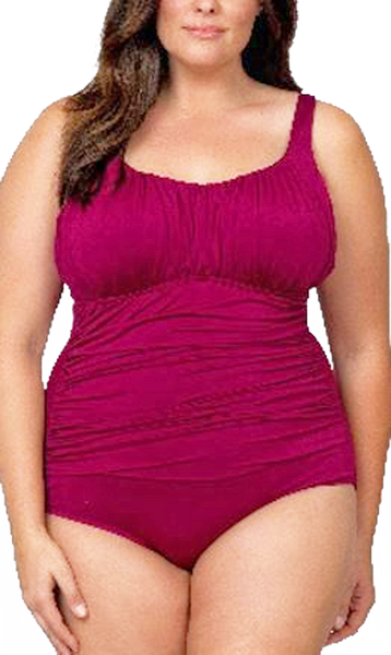 Swimwear Ladies Beach & Board Ladies Plus Size One-Piece Bold Solid, Structured Swimsuit
