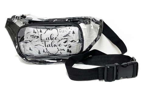 Beach and Boat Gear Cross-Body Tote and Fanny Pack, Clear and Water Resilient, Lake Tahoe Graphic Design