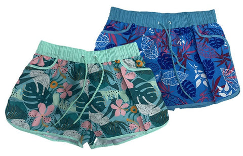 Swimwear Ladies Apparel & Swimwear, Ladies Bright Tropic Leaf Beach and Board Short