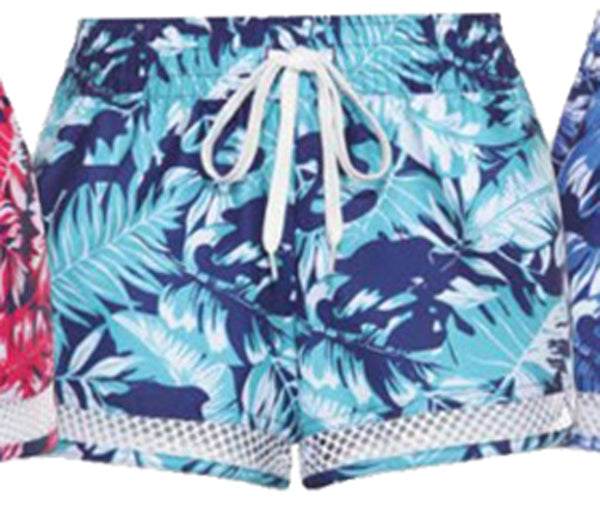 Swimwear Ladies Apparel & Swimwear, Ladies Tropic Leaf Print Beach and Board Short