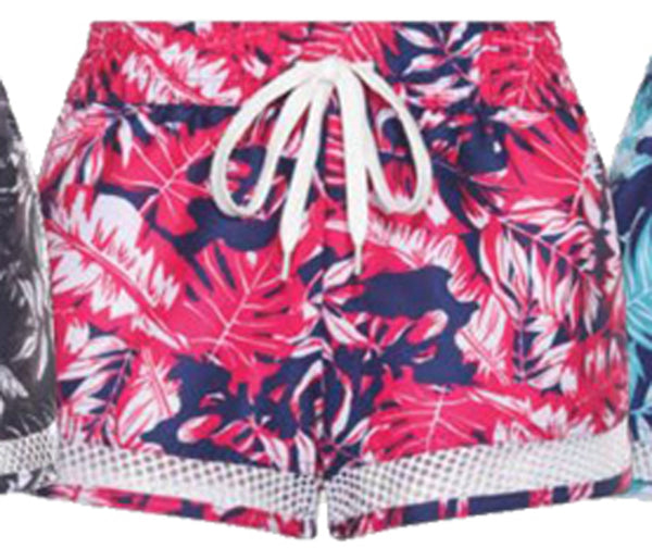 Swimwear Ladies Apparel & Swimwear, Ladies Tropic Leaf Print Beach and Board Short