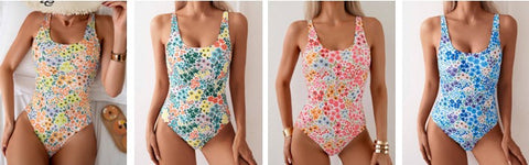 Swimwear Ladies Beach & Board One-Piece Tank Pastel Floral Bouquet Swimsuits, Assorted Colors