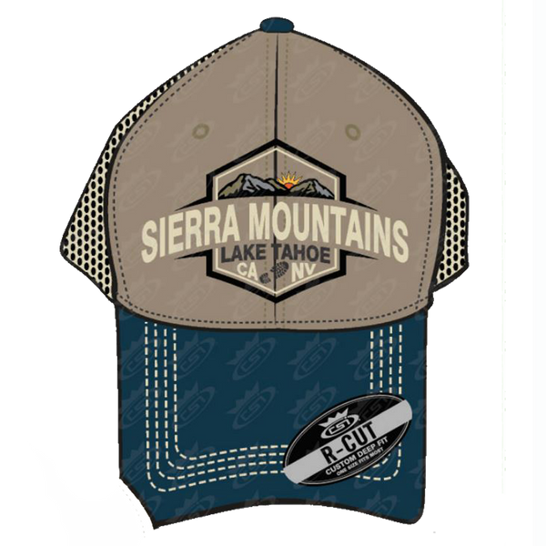 Souvenir Ball Cap Mountaineer Mesh, Lake Tahoe, Navy, Olive, Brown