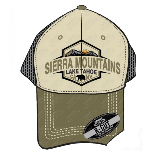 Souvenir Ball Cap Mountaineer Mesh, Lake Tahoe, Navy, Olive, Brown