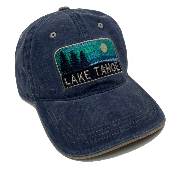 Souvenir Ball Cap Jewel Patch Wide View, Blue, Green, Red, Lake Tahoe