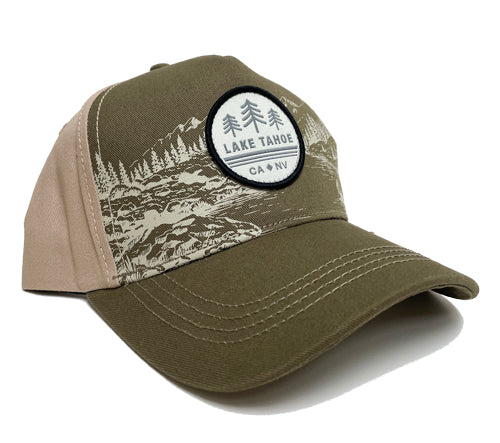 Souvenir Ball Cap CA-NV Circle Scape Patch, Lake Tahoe Assorted