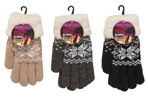 Winter Gloves-Ladies Polar Extreme Heat Fur Trim Glove