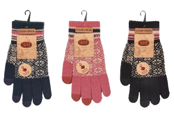 Winter Gloves-Ladies Gold Medal Texting Gloves, Jacquard, Snowflakes