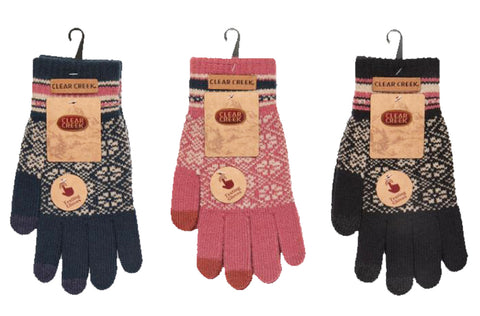 Winter Gloves-Ladies Gold Medal Texting Gloves, Jacquard, Snowflakes