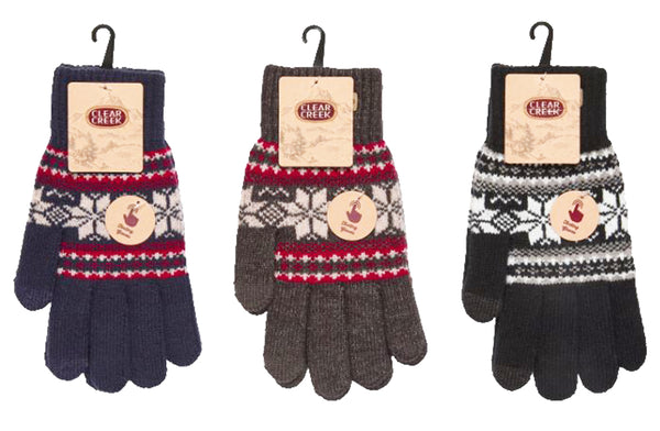 Winter Gloves-Ladies Gold Medal Texting Gloves, Jacquard, Snowflakes