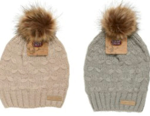 Winter-Hats Ladies Clear Creek Faux Fur Pom Pull Hat