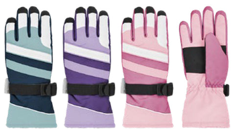 Winter Gloves-Snowboard Girls Diagonal Stripe Tusser Snowboard Glove, 4-6X