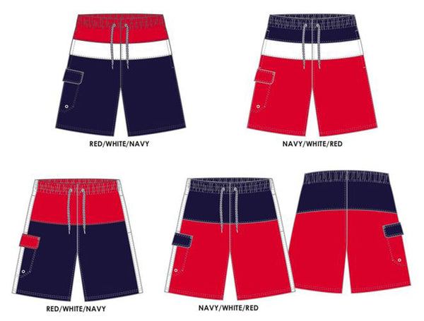 Swimwear Men's Red White & Blue Block Swimsuit