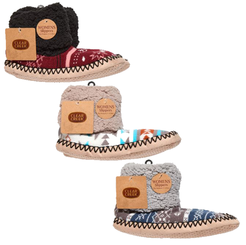 Socks-Ladies Clear Creek Sherpa Lined and Ankle Collar Slipper