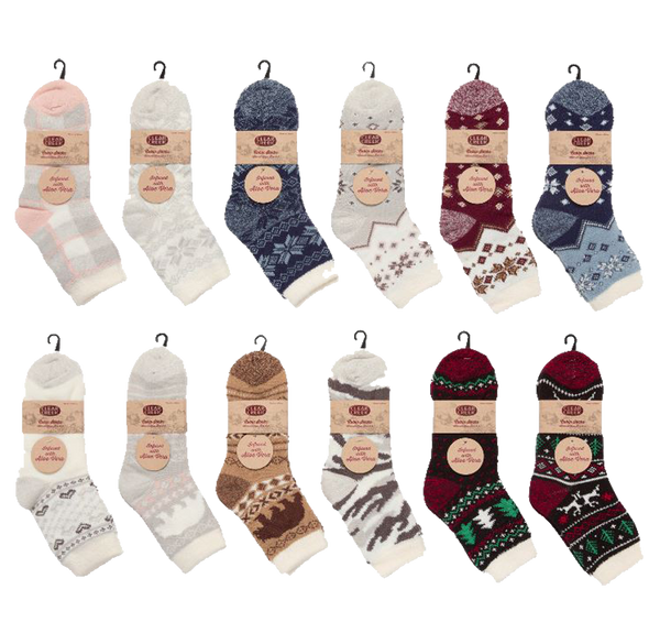 Socks-Ladies Clear Creek Feathered Aloe Lined Comfort Cabin Sock