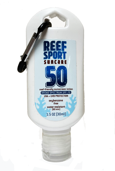 Sunscreen Reef Sport Sun Care Products Lotion 1.5oz w/Carabiner and Lip Balms