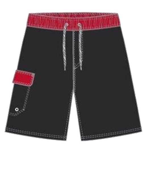 Swimwear Boy's Classic Solid Contrast Band, Cargo Pocket Swim and Board Trunk, Swimsuit
