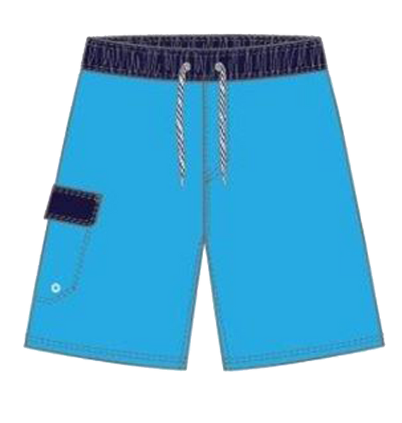 Swimwear Boy's Classic Solid Contrast Band, Cargo Pocket Swim and Board Trunk, Swimsuit