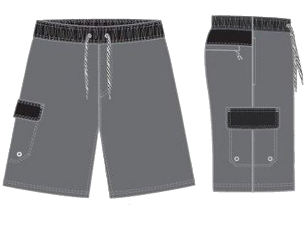 Swimwear Boy's Classic Solid Contrast Band, Cargo Pocket Swim and Board Trunk, Swimsuit