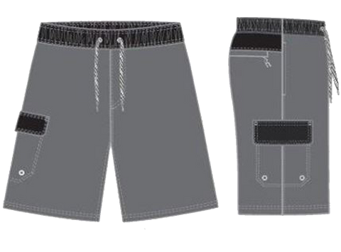 Swimwear Boy's Classic Solid Contrast Band, Cargo Pocket Swim and Board Trunk, Swimsuit