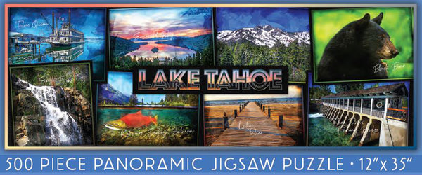 Souvenir Puzzle Collage of Lake Tahoe Sites Panoramic Puzzle, 500 Piece Jigsaw Puzzle