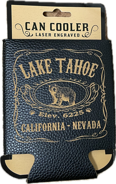 Souvenir Can Cooler Rustic Black Leather California-Nevada Elev. 6225