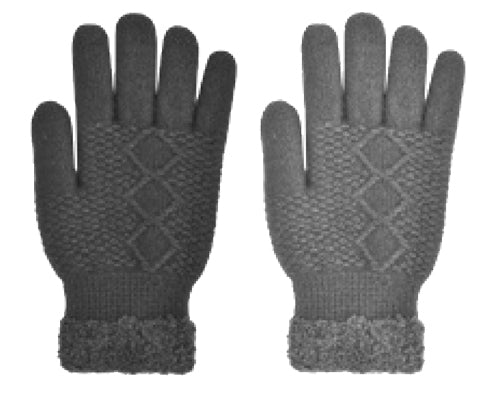 Winter Gloves-Ladies Plush Lined Cable Knit Fashion Glove