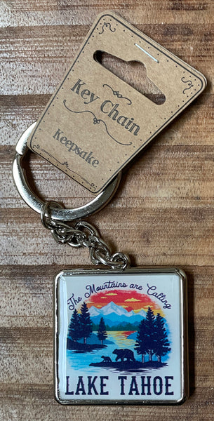 Souvenir Keychain Sunset Reflection Lake Tahoe Keychain