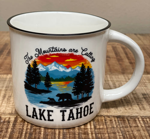 Souvenir Mug Sunset Reflection Camping Mug, Lake Tahoe
