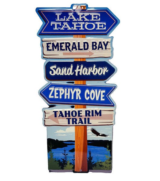 Souvenir Sign Historic Directional Sign-Post Sign Stamped Metal, Lake Tahoe