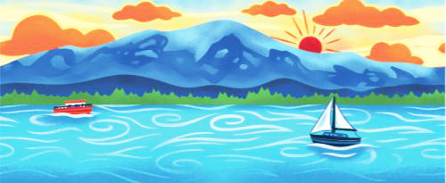 Souvenir Shot Glass Whimsy Art Shot Glass, Lake Tahoe