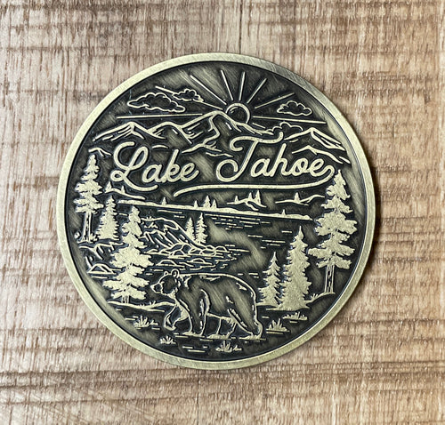 Souvenir Magnet Antique Brass Token Lake Tahoe Magnet