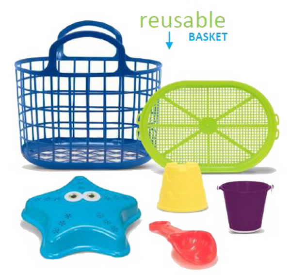 Summer Play Beach Toy 6 Piece Basket Sand Toy Set
