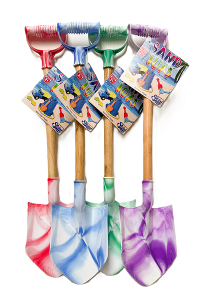 Summer Play Beach Toy Sand Shovel Jumbo 22" Marble Color Wood Handle with Grip
