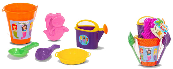 Summer Play Beach Toy 6 Piece Beach Toy Set, 2 Set Styles, Shark, Mermaid