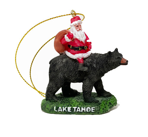 Souvenir Ornament  Santa on Bear Back Lake Tahoe