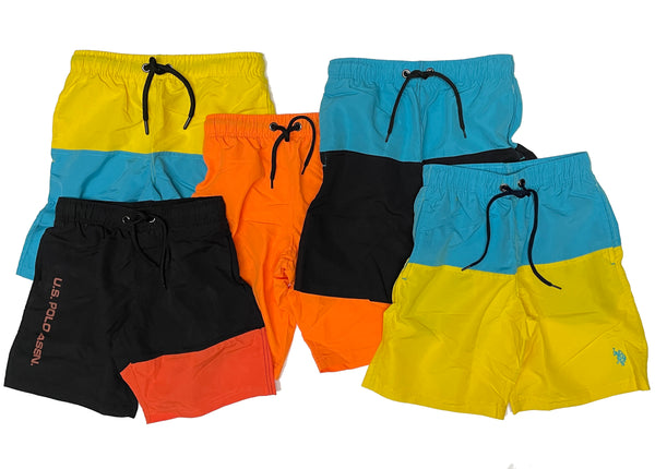 Swimwear Boy's Youth Polo Bold Block and Solids Swimsuit, S-XL (Youth Age 6-16)