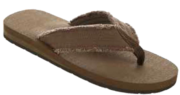 Sandals Men's Flip Flop Frayed Sandal, Brown, Green