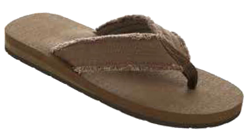 Sandals Men's Flip Flop Frayed Sandal, Brown, Green