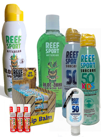 Sunscreen Reef Sport Sun Care Products Lotion 1.5oz w/Carabiner and Lip Balms