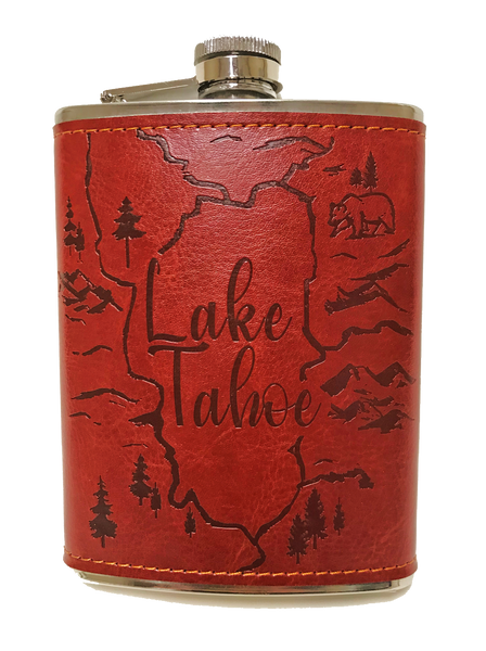 Souvenir Flask Leather Lake Tahoe