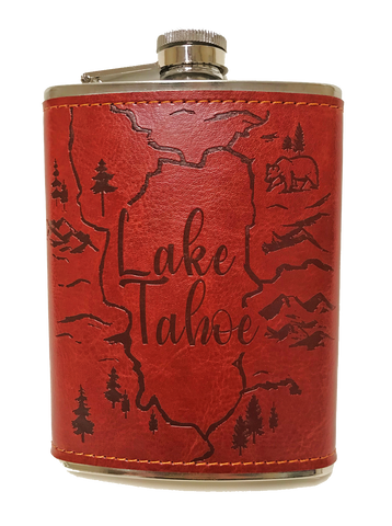 Souvenir Flask Leather Lake Tahoe