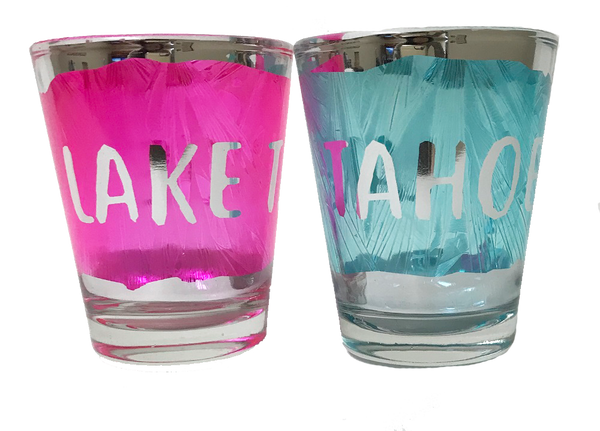 Souvenir Shot Glass Crackle Shotglass, Lake Tahoe