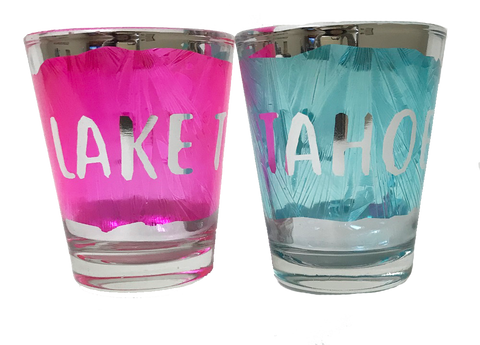 Souvenir Shot Glass Crackle Shotglass, Lake Tahoe